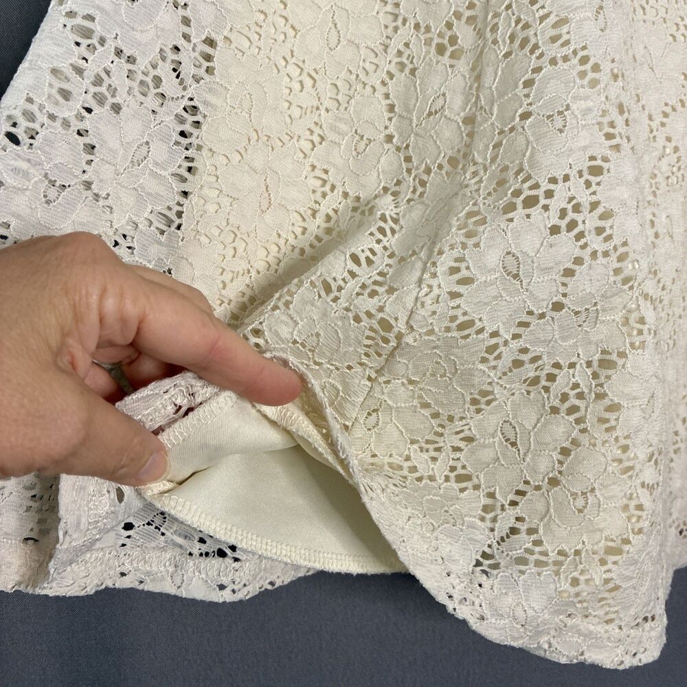 Y2K Bongo Ivory Lace Mini Skirt Large Fairy Cottage Coquette Romantic Whimsigoth - Picture 9 of 10